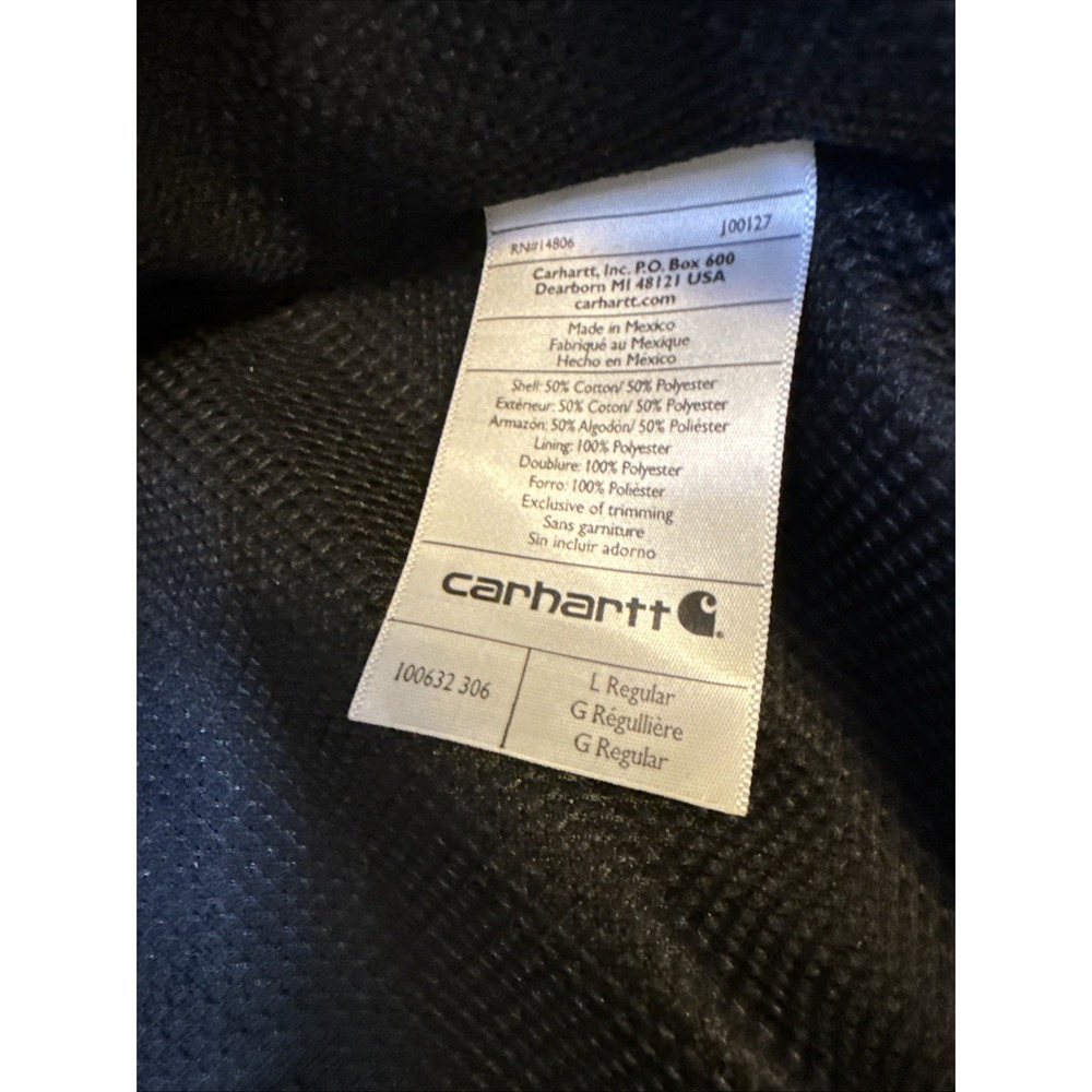 Carhartt 100632 Mens Rutland Thermal Lined Zip Front Hooded Sweatshirt Large - Picture 6 of 7